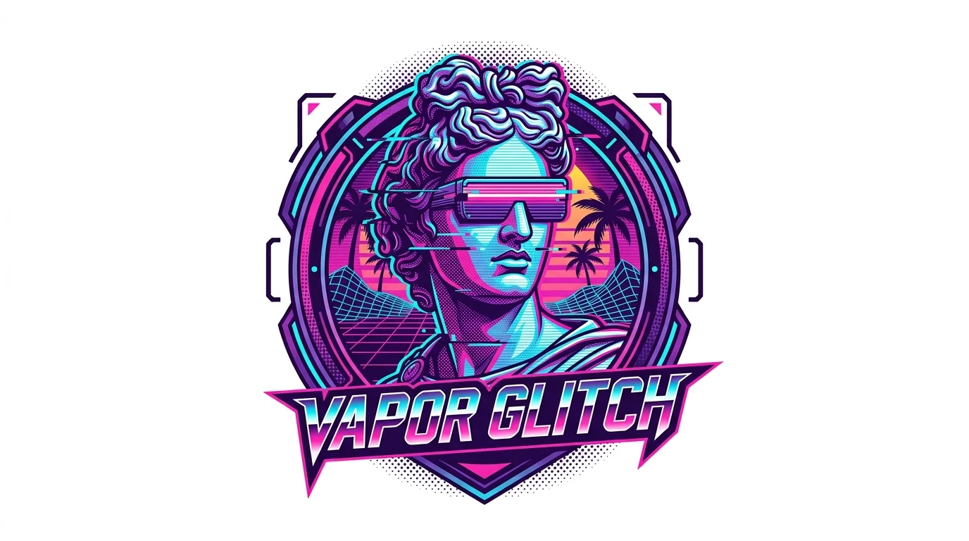 Vaporwave Grid Odyssey - Soft Cotton Bandana