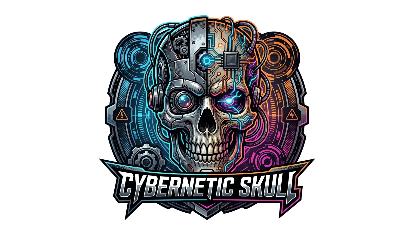 Futuristic mecha robot head with - Die-Cut Vinyl Sticker