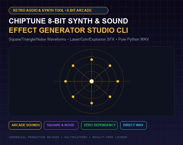 Chiptune 8-Bit Synth & Sound Effect Generator Studio CLI