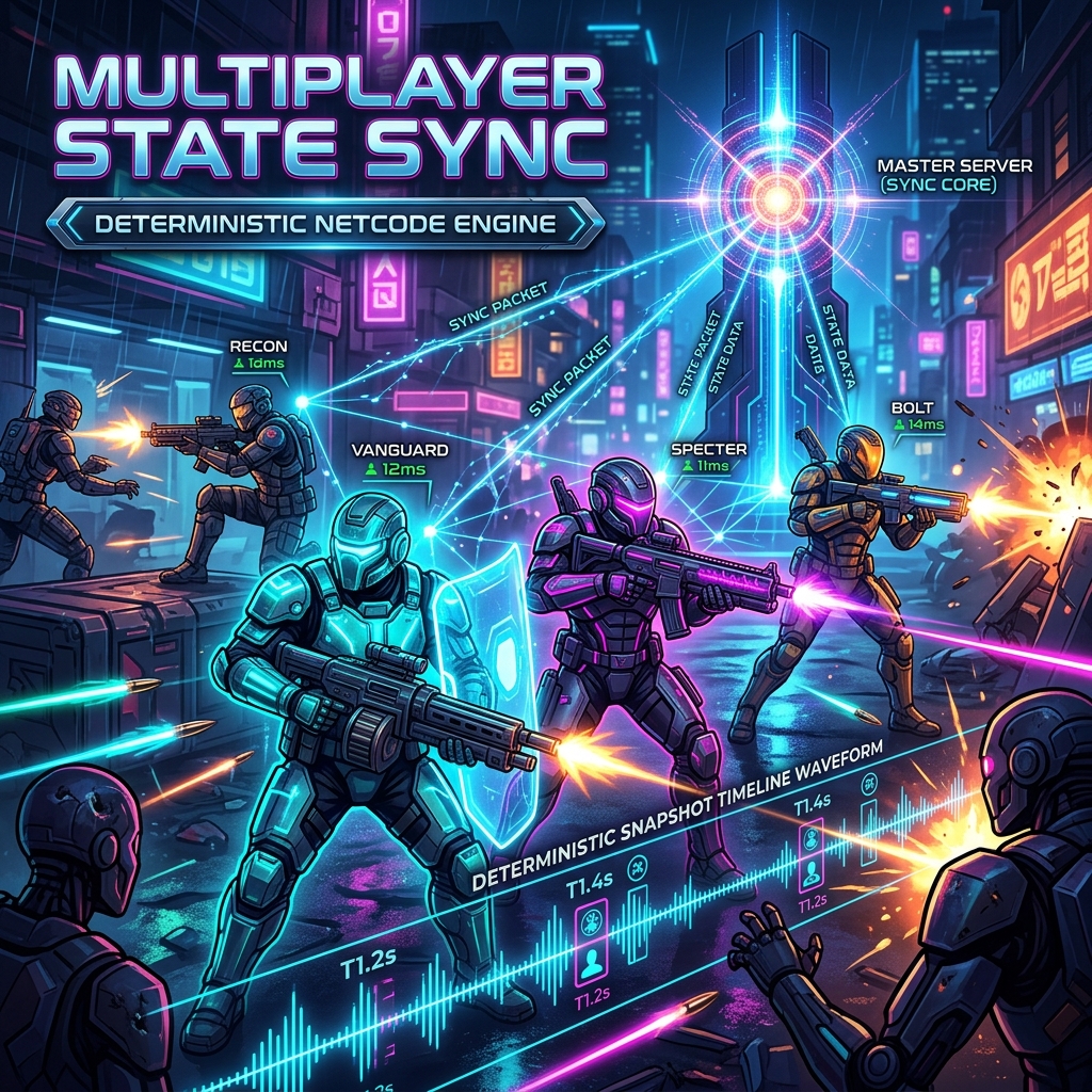 Multiplayer State Sync & Deterministic Netcode Engine