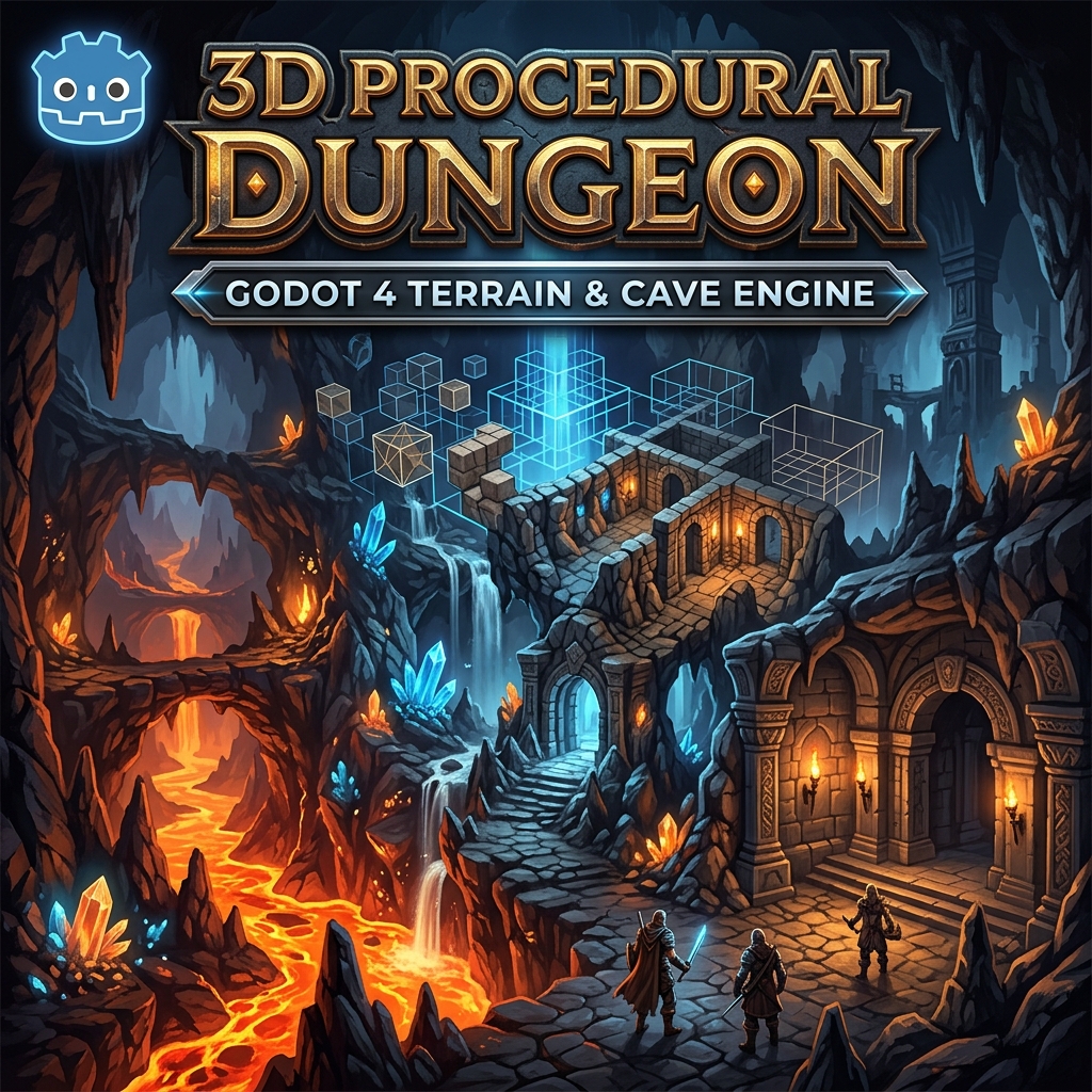 Godot 4 Procedural 3D Dungeon Delve & Terrain Engine