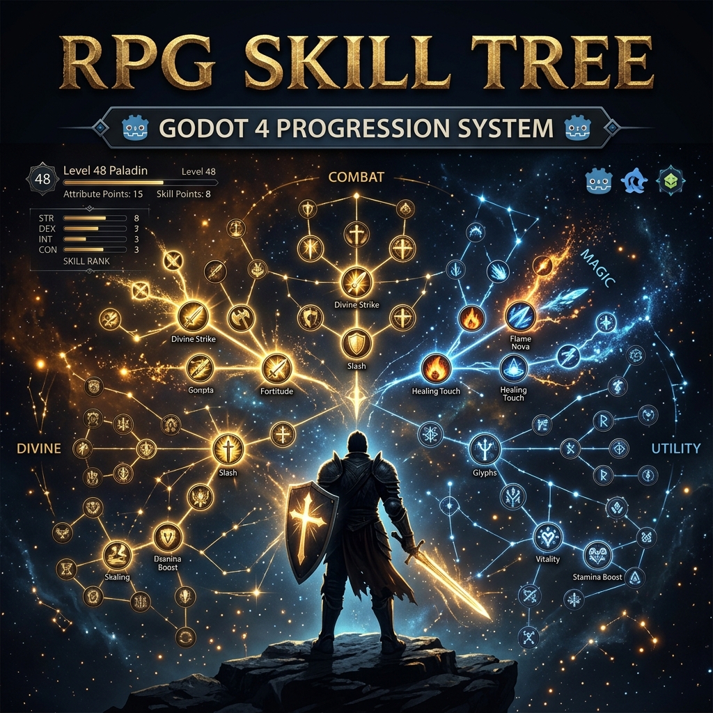 Godot 4 RPG Character Progression & Talent Tree Matrix