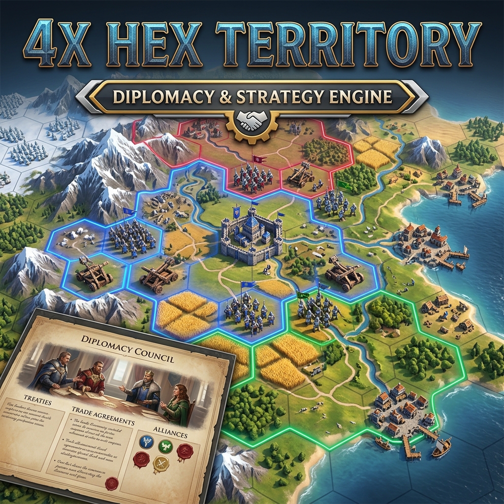 Turn-Based 4X Hex Territory & Diplomacy Engine
