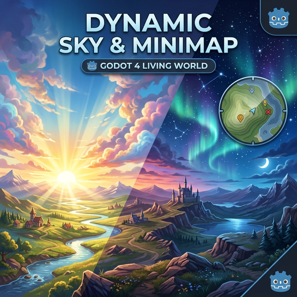 Godot 4 Dynamic Living World, Celestial Sky & Minimap Radar