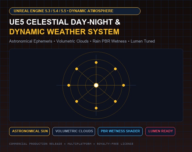 Unreal Engine 5 Celestial Day-Night & Dynamic Weather System