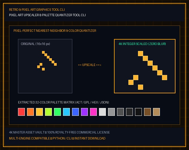 Pixel Art Upscaler & Palette Quantizer Tool CLI