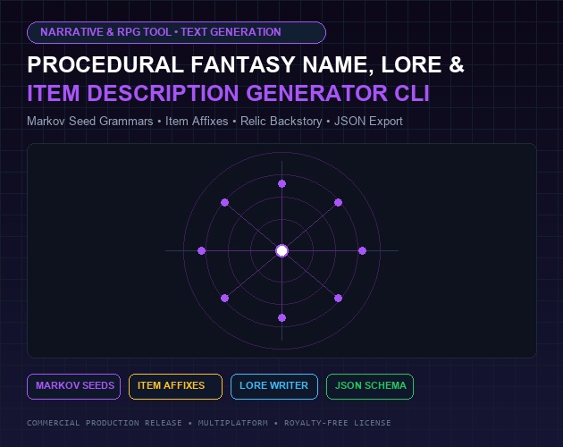 Procedural Fantasy Name, Lore & Item Description Generator CLI