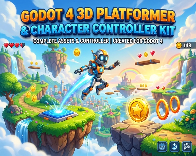 Godot 4 3D Platformer & Fluid Character Controller Kit