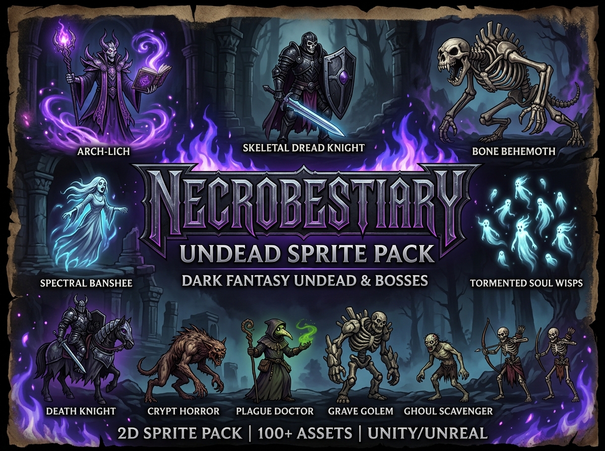 NecroBestiary: Dark Fantasy Undead & Bosses 2D Sprite Pack