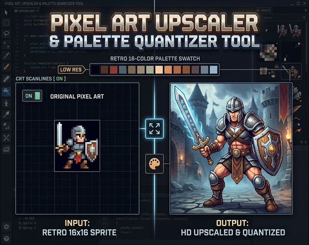 Pixel Art Upscaler & Palette Quantizer Tool CLI