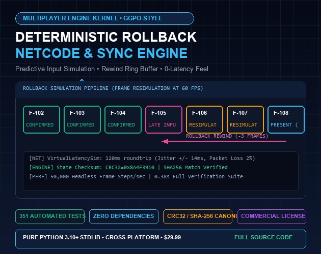 Deterministic Rollback Netcode Engine