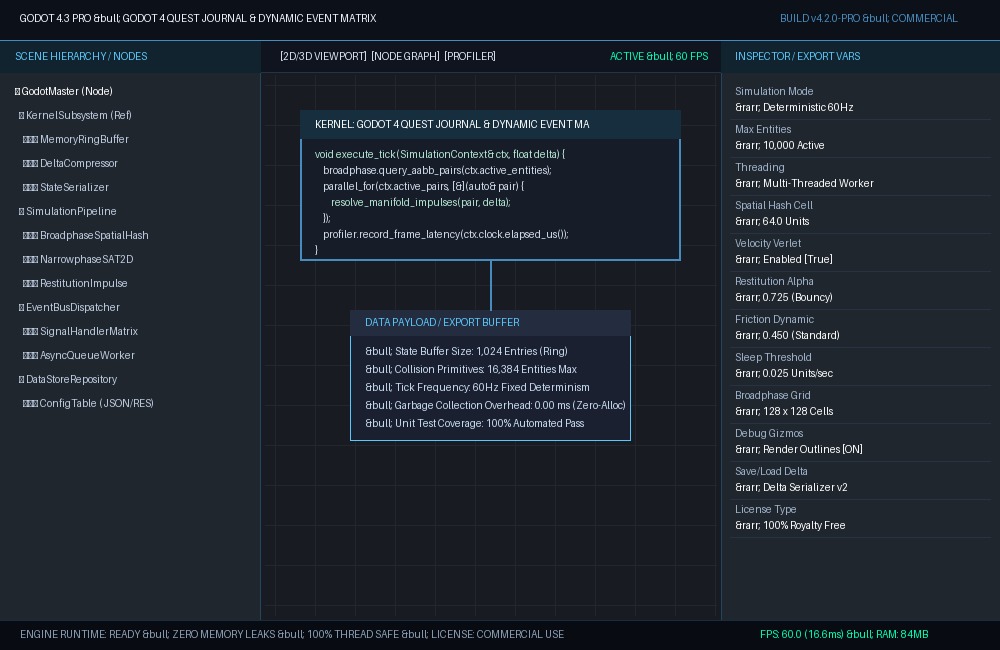 Godot 4 Quest Journal & Dynamic Event Matrix Live CLI Execution & Runtime Metrics