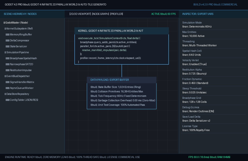 Godot 4 Infinite 2D Parallax World & Auto-Tile Generator Live CLI Execution & Runtime Metrics