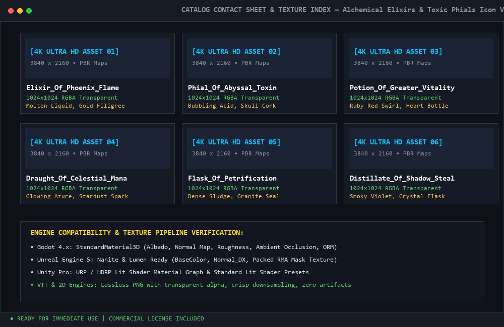 Alchemical Elixirs, Toxic Phials & Arcane Ingredients 4K Icon Vault Architecture Data Structure & Specifications