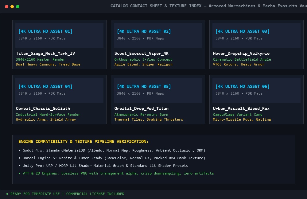 Armored Warmachines, Mecha Exosuits & Heavy Ordnance Concept Art Vault Architecture Data Structure & Specifications