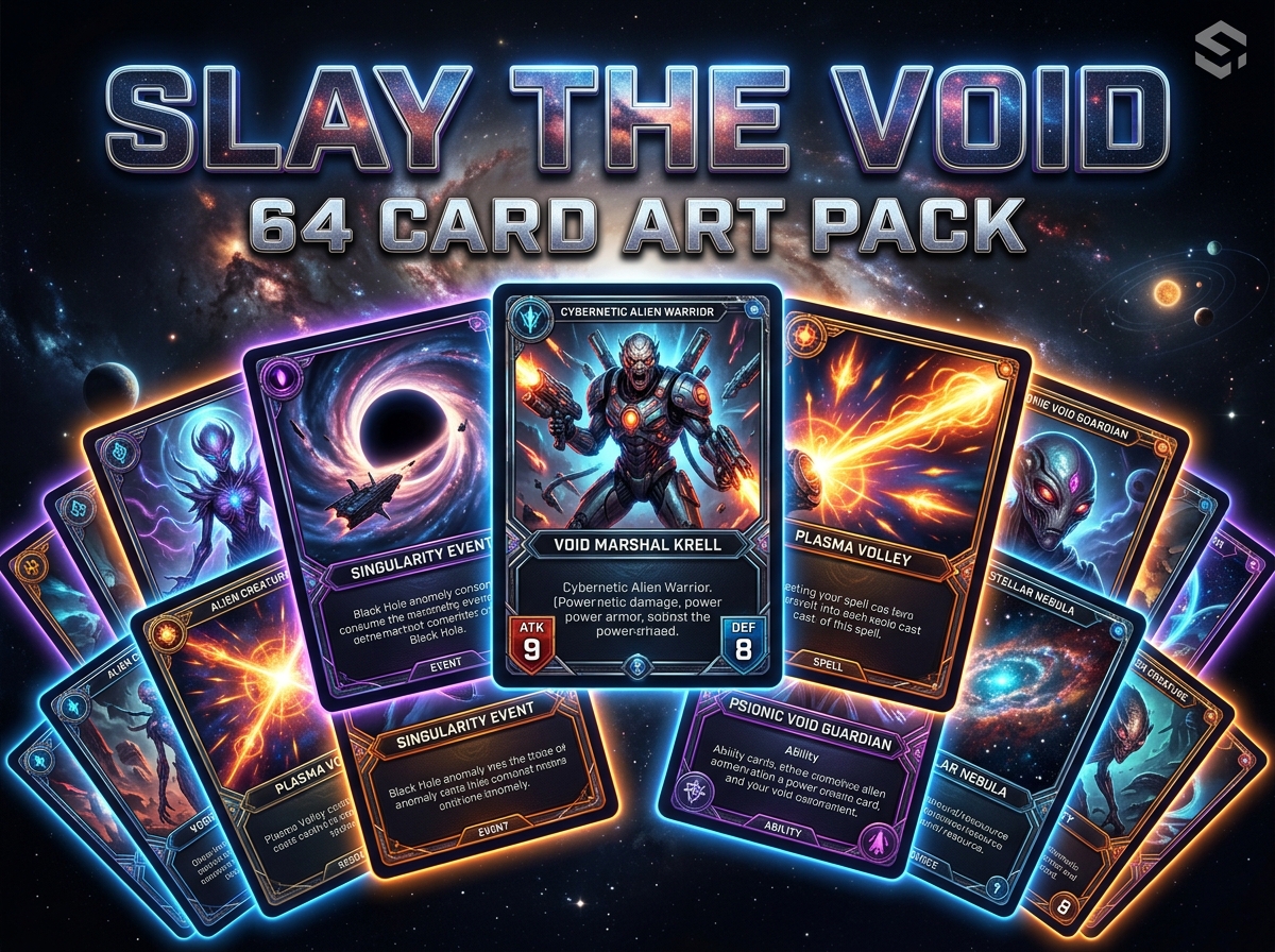 Slay The Void: Cosmic Sci-Fi & Dark RPG Card Art Pack
