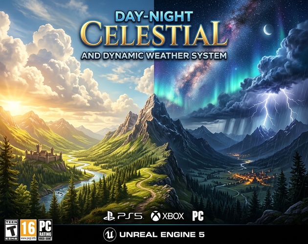 Unreal Engine 5 Celestial Day-Night & Dynamic Weather System