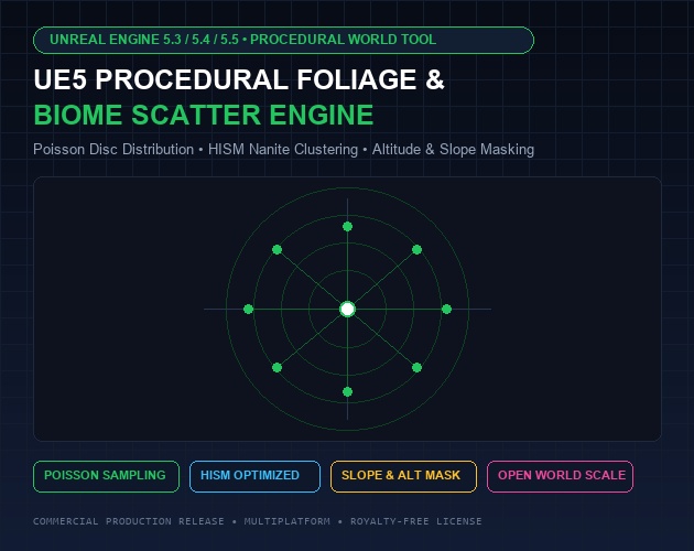 Unreal Engine 5 Procedural Foliage & Biome Scatter Tool