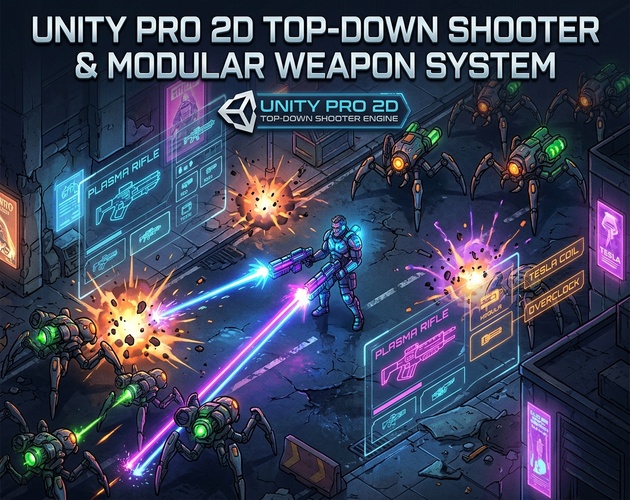 Unity Pro 2D Top-Down Shooter & Weapon System