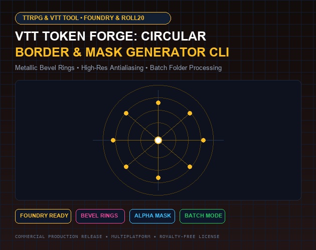 VTT Token Forge: Circular Bevel Border & Mask Generator CLI