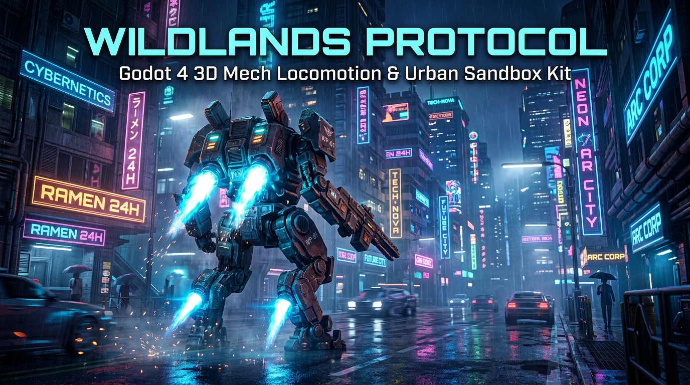Wildlands Protocol: Godot 4 3D Mech Locomotion & Urban Sandbox Kit